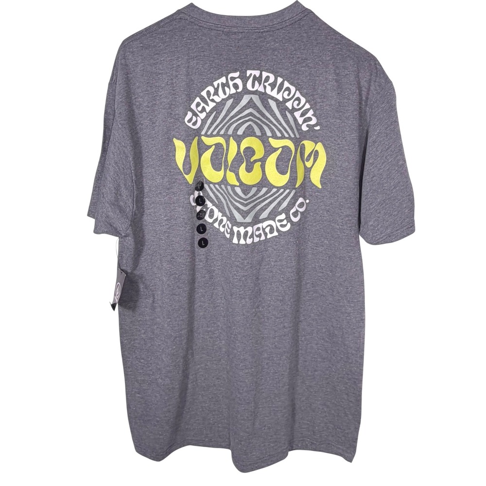 NWT Volcom Mens Earth Trippin Stoneature  Heather Charcoal Graphic Tee Large